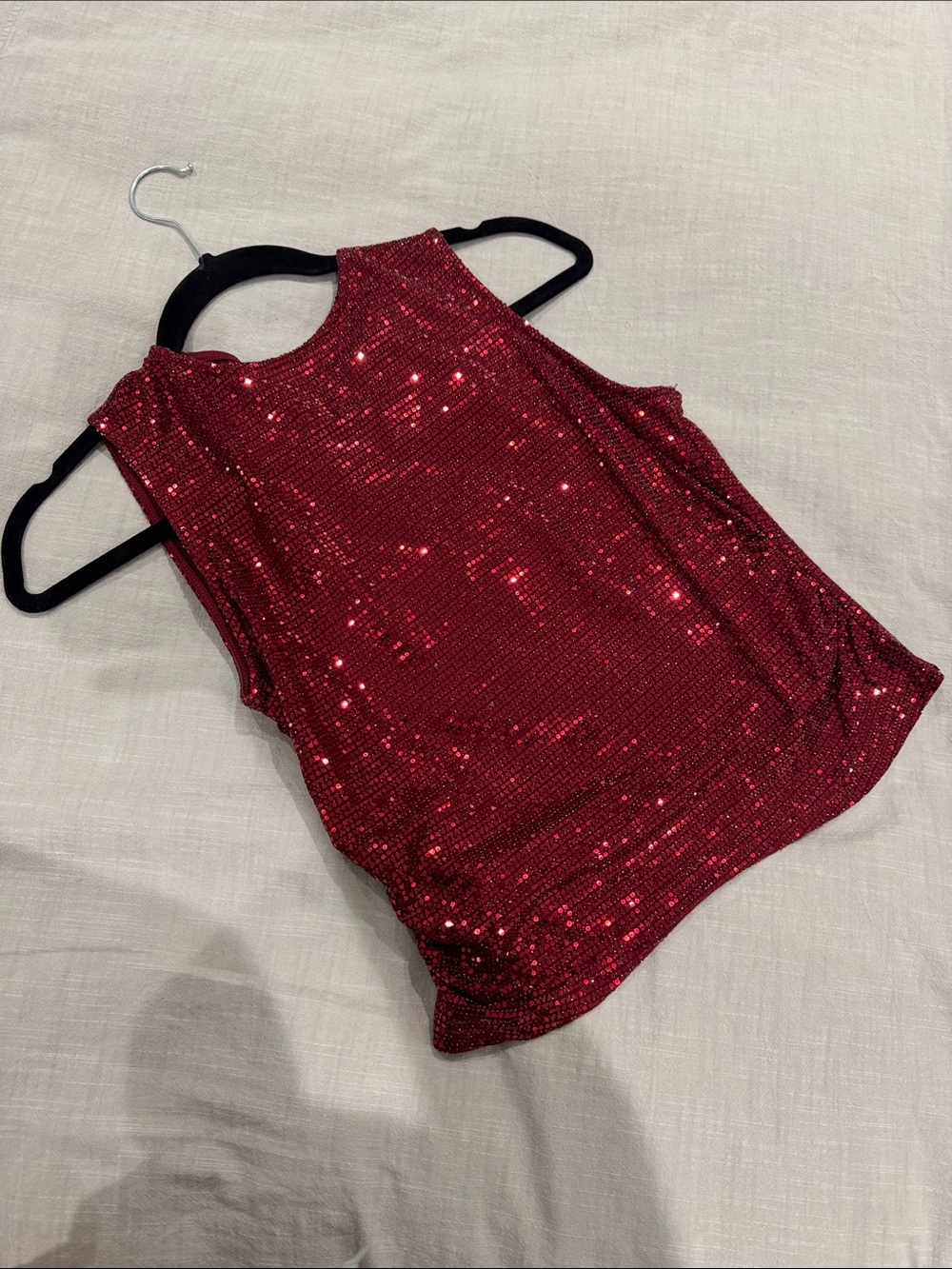 Commense Red Sequin Sleeveless Tank Top